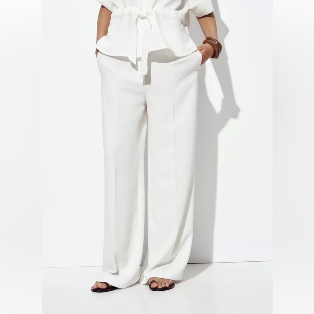 Zara White Wide-Leg Pants